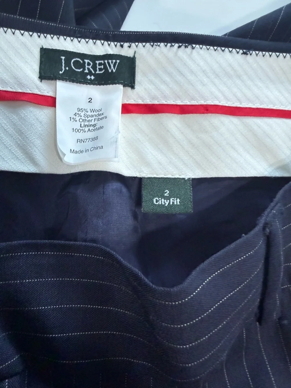 J.Crew Women's Suit Set Navy Blue Pinstripe Wool Blazer (Sz 8) & Pants (Sz 2)